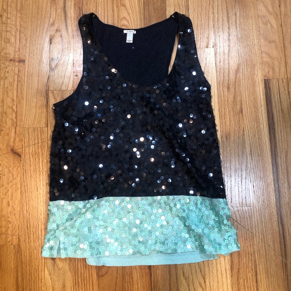 Sequin navy and teal top Jcrew colorblock